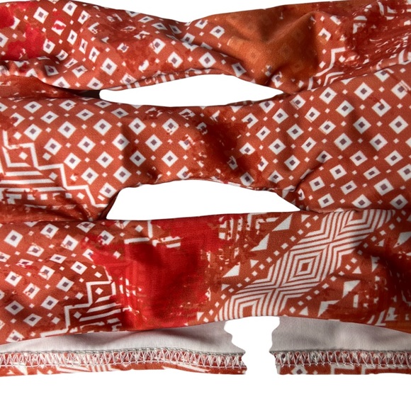 Bandeau Bikini Orange geometrical design Swimsuit Size XL - Picture 3 of 8